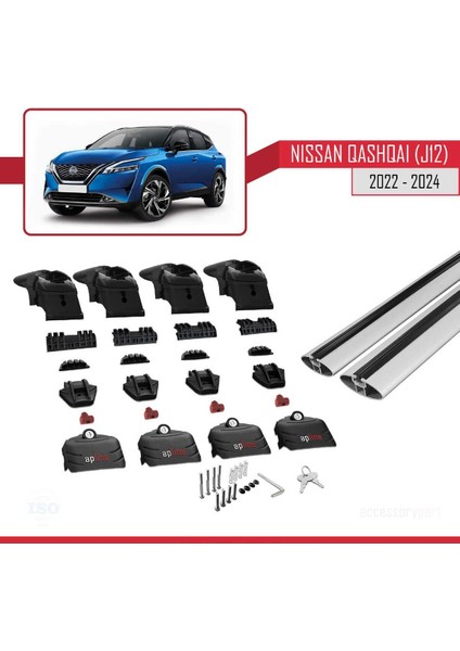 Nissan Qashqai 2022 2023 2024 Ace-2 Ara Atkı Tavan Barı Gri