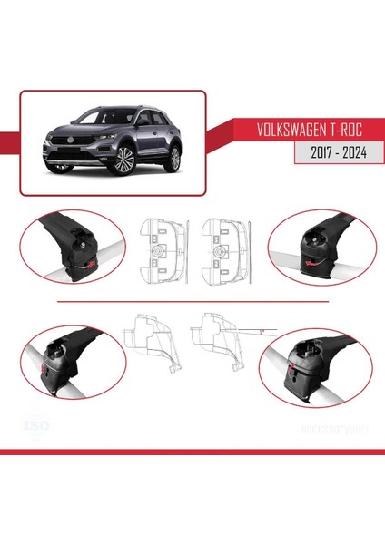 Volkswagen T-Roc 2017 ve Sonrası ile Uyumlu Ace-2 Ara Atkı Tavan Barı Siyah fırsatları