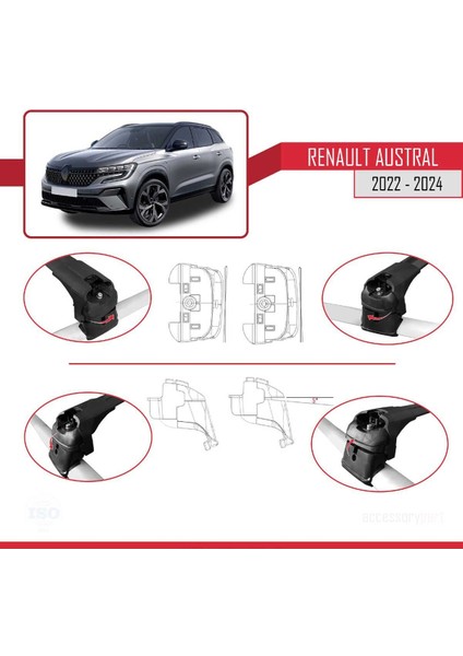 Renault Austral 2022 2023 2024 Ace-2 Ara Atkı Tavan Barı Siyah