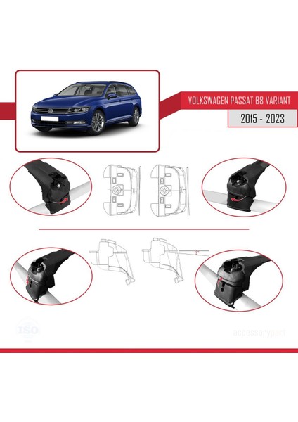 Volkswagen Passat Varıant (B8) 2015-2023 Arası ile Uyumlu Ace-2 Ara Atkı Tavan Barı Siyah indirimleri