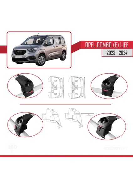 Opel Combo (E) Life 2023 2024 Ace-2 Ara Atkı Tavan Barı Gri indirimleri