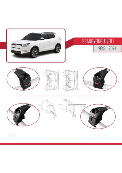 Ssangyong Tıvolı 2015 ve Sonrası ile Uyumlu Ace-2 Ara Atkı Tavan Barı Gri fırsatları