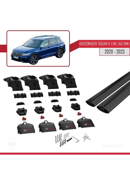 Volkswagen Tıguan R-Lıne 2020-2023 Arası ile Uyumlu Ace-2 Ara Atkı Tavan Barı Siyah indirimleri