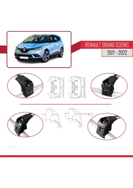 Renault Grand Scenıc 2017-2022 Arası ile Uyumlu Ace-2 Ara Atkı Tavan Barı Gri fırsatları