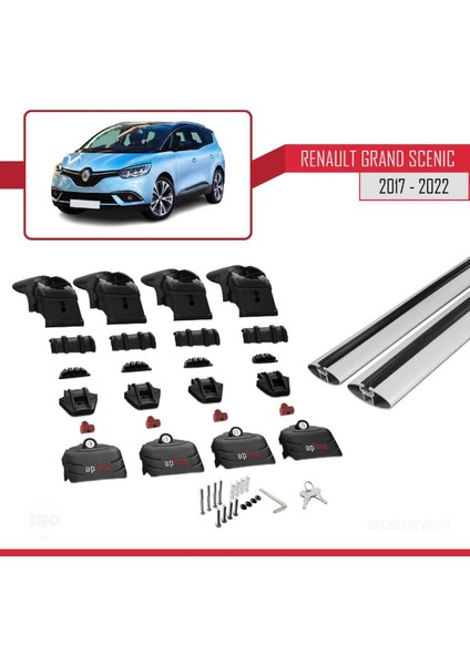 Renault Grand Scenıc 2017-2022 Arası ile Uyumlu Ace-2 Ara Atkı Tavan Barı Gri indirimleri