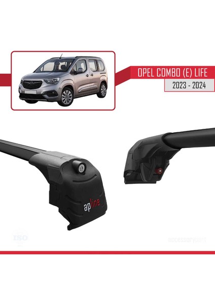 Opel Combo (E) Life 2023 ve Sonrası ile Uyumlu Ace-2 Ara Atkı Tavan Barı Siyah