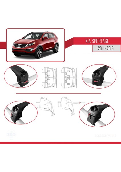 Kia Sportage (Sl) 2011-2016 Arası ile Uyumlu Ace-2 Ara Atkı Tavan Barı Siyah indirimleri
