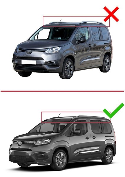 Toyota Proace City 2023 ve 2024 ile Uyumlu Ace-2 Ara Atkı Tavan Barı Siyah modelleri