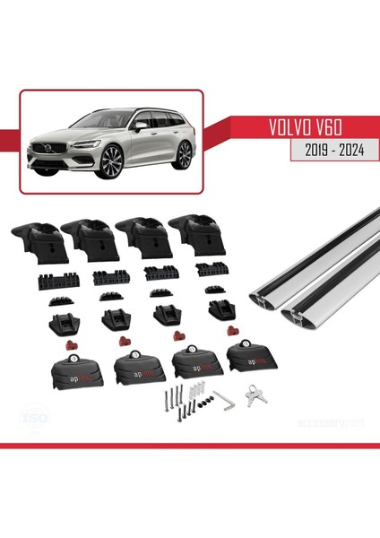Volvo V60 2019 ve Sonrası ile Uyumlu Ace-2 Ara Atkı Tavan Barı Gri