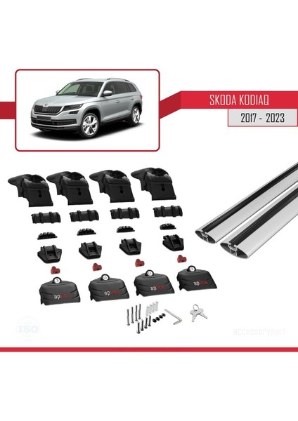 Skoda Kodiaq 2017-2024 Arası ile Uyumlu Ace-2 Ara Atkı Tavan Barı Gri