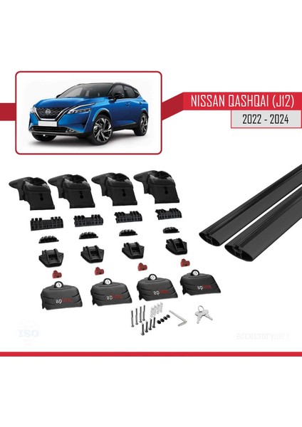 Nissan Qashqai 2022 ve Sonrası ile Uyumlu Ace-2 Ara Atkı Tavan Barı Siyah indirimleri