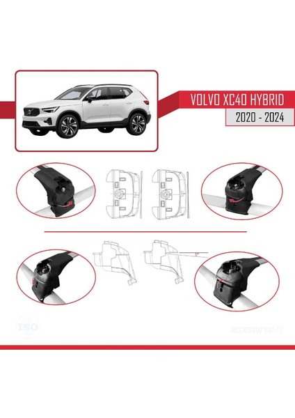 Volvo XC40 (Hybrid) 2020 ve Sonrası ile Uyumlu Ace-2 Ara Atkı Tavan Barı Gri fırsatları