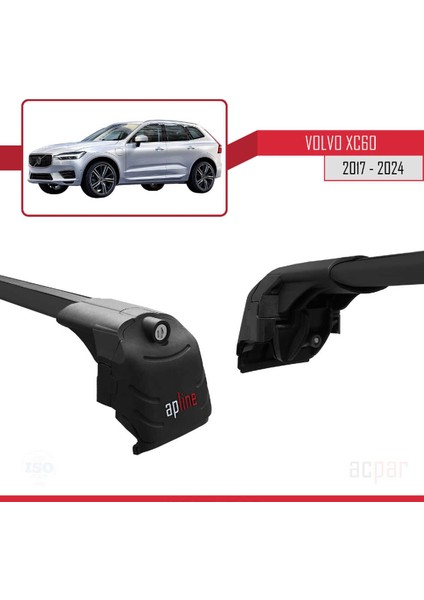 Volvo XC60 2017 ve Sonrası ile Uyumlu Ace-2 Ara Atkı Tavan Barı Siyah modelleri