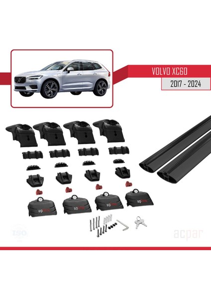 Volvo XC60 2017 ve Sonrası ile Uyumlu Ace-2 Ara Atkı Tavan Barı Siyah indirimleri