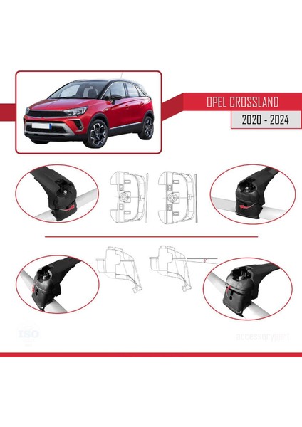 Opel Crossland 2020 ve Sonrası ile Uyumlu Ace-2 Ara Atkı Tavan Barı Siyah fırsatları