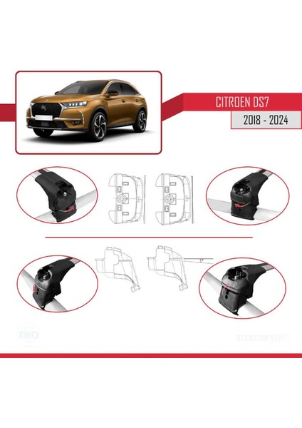 Citroen Ds7 Crossback 2018 ve Sonrası ile Uyumlu Ace-2 Ara Atkı Tavan Barı Gri fırsatları