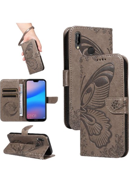 Kredi Kartı Yuvası ile Huawei P20 Lite Için Flip Case Yüksek Kalite Deri (Yurt Dışından)