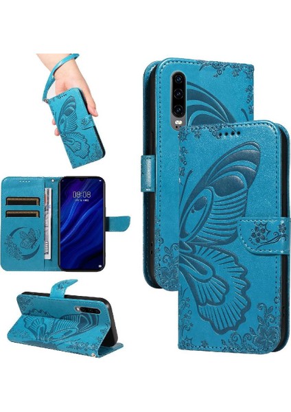 Bdt Shop Kredi Kartı Yuvası ile Huawei P30 Için Flip Case Ayrılabilir El Kayışı Yüksek (Yurt Dışından)