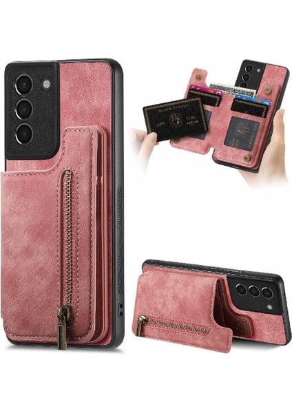 Samsung Galaxy S21 Artı Vintage Fermuar Cüzdan Katlanabilir Arka Kapak (Yurt Dışından)