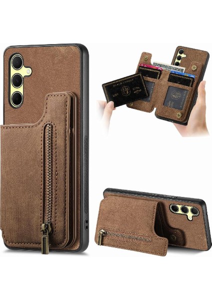 Samsung Galaxy A35 5g Için Kılıf Vintage Fermuar Cüzdan Standı Fonksiyonu Geri (Yurt Dışından)