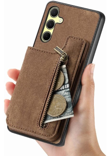 Samsung Galaxy A35 5g Için Kılıf Vintage Fermuar Cüzdan Standı Fonksiyonu Geri (Yurt Dışından) modelleri