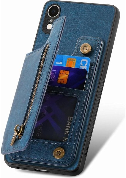 IPhone Xr Için Kılıf Standı Fonksiyonu Katlanabilir Arka Kapak Vintage Fermuar Cüzdan (Yurt Dışından) fiyatları