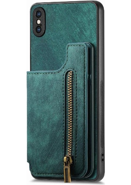 IPhone Xs Max Katlanabilir Arka Kapak Vintage Fermuar Cüzdan Standı (Yurt Dışından) modelleri