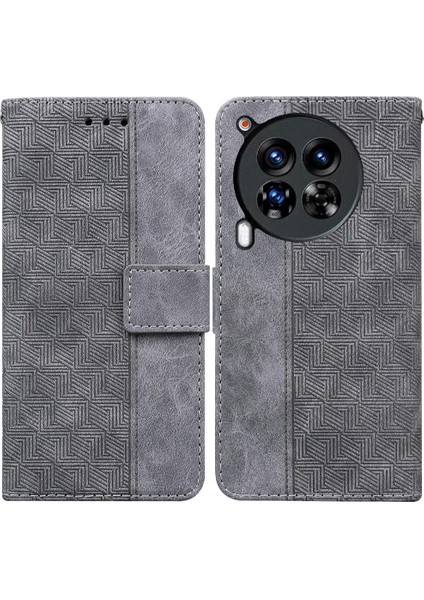 Tecno Camon 30 Premier Geometrik Kabartmalı Cüzdan Kapak Pu Için Flip Case (Yurt Dışından)