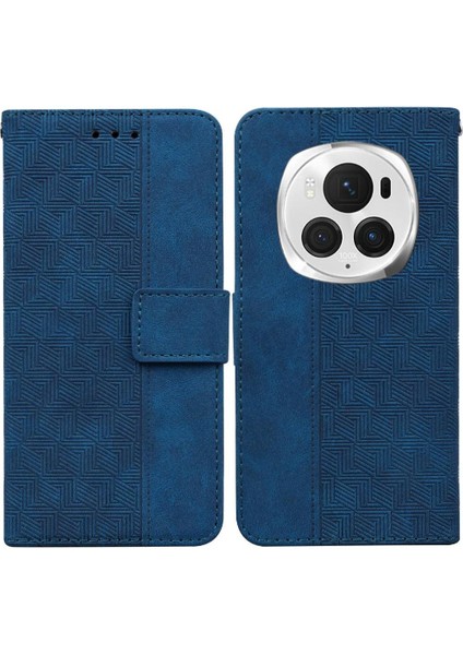 Bdt Shop Onur Magic6 Pro Flip Folio Kickstand Özelliği Için Flip Case Geometrik Pu (Yurt Dışından)