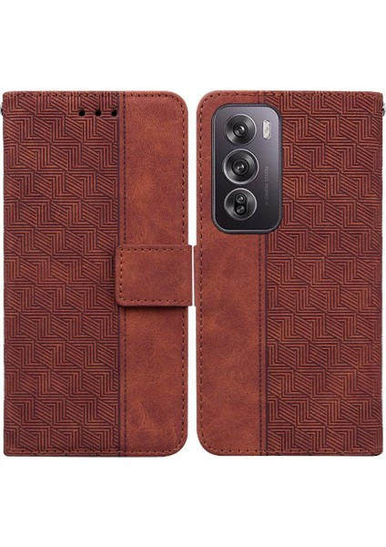 Oppo Oppo 12 Pro 5g Için Flip Case Premium Pu Deri Geometrik Kabartmalı (Yurt Dışından)