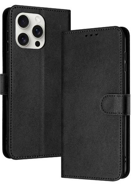 IPhone 13 Için Flip Case Pro Max Saf Renk Pu Deri Kickstand ile (Yurt Dışından)