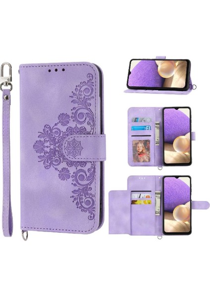 Samsung Galaxy A32 5g Kabartmalı Bileklik Çoklu Kredi Için Flip Case (Yurt Dışından)