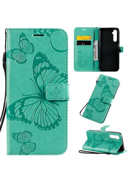 Kart Yuvası Standı Manyetik ile Realme 6 Pro Darbeye Kapak Için Flip Case (Yurt Dışından)