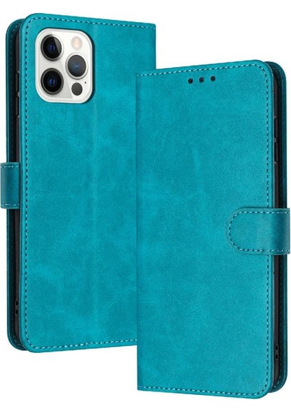 Toka Saf Renk Pu ile Kart Yuvası ile IPhone 12 Pro Max Için Flip Case (Yurt Dışından)