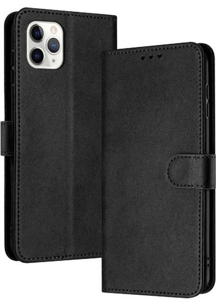 Kart Yuvası ile IPhone 11 Pro Max Saf Renk Pu Deri Için Flip Case (Yurt Dışından)