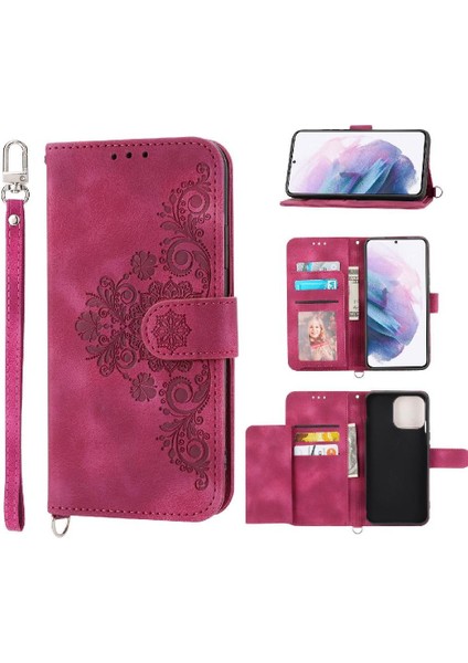 Samsung Galaxy S22 Çoklu Kredi Kartı Yuvaları Bileklik Için Flip Case (Yurt Dışından)