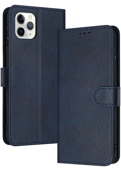 Kart Yuvası ile IPhone 11 Pro Max Saf Renk Pu Deri Için Flip Case (Yurt Dışından)
