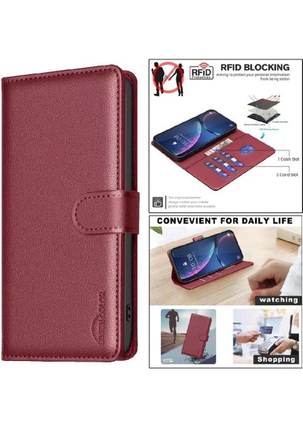 Bdt Shop Samsung Galaxy M13 4g Manyetik Rfıd Engelleme Cüzdan Kart Pu Için Flip Case (Yurt Dışından)