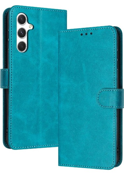 Toka Pu ile Samsung Galaxy M55 Kickstand Saf Renk Için Flip Case (Yurt Dışından)