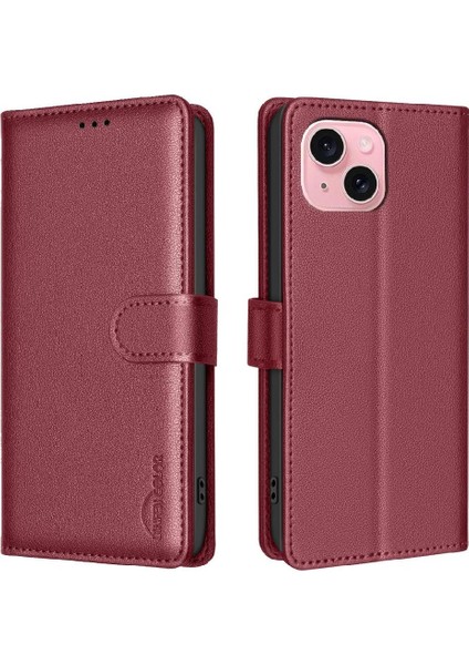 IPhone 14 Için Flip Case Artı Pu Deri Rfıd Engelleme Kart Tutucu Cüzdan (Yurt Dışından)