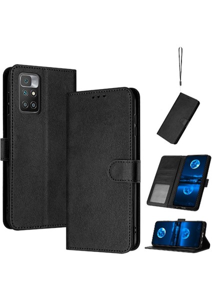Xiaomi Redmi 10 Başbakan Kickstand Saf Renk Pu Deri Için Flip Case (Yurt Dışından)