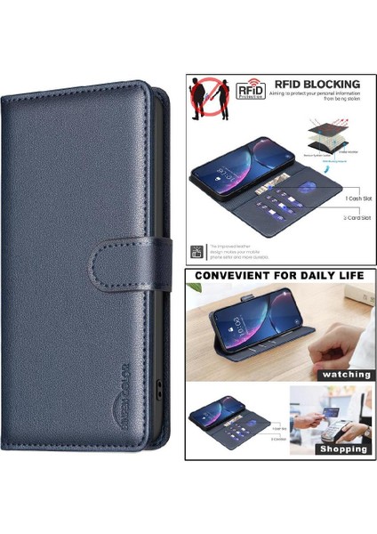 IPhone 12 Için Flip Case Pro Max Pu Deri Rfıd Engelleme Cüzdan Manyetik (Yurt Dışından)