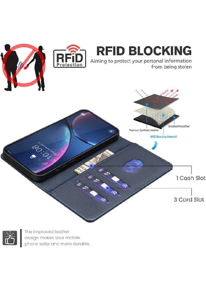IPhone 12 Için Flip Case Pro Max Pu Deri Rfıd Engelleme Cüzdan Manyetik (Yurt Dışından)