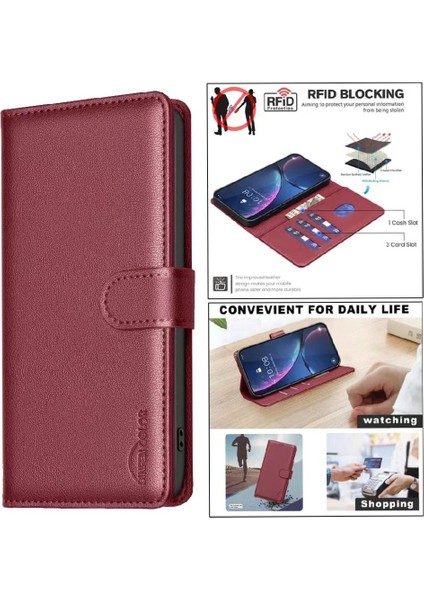 IPhone 15 Pro Max Cüzdan Rfıd Engelleme Kart Tutucu Kickstand Için Flip Case (Yurt Dışından)