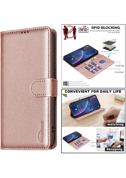 Bdt Shop Xiaomi Poco X6 Cüzdan Rfıd Engelleme Manyetik Pu Deri Kart Için Flip Case (Yurt Dışından)