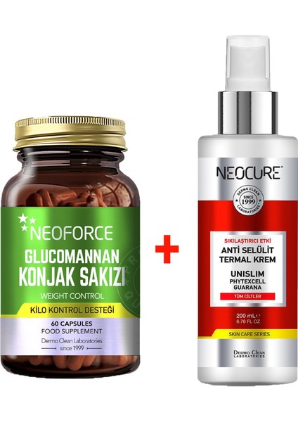 Glucomannan Konjak Sakızı + Neocure Anti Selülit Termal Krem 200 ml