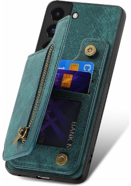 Samsung Galaxy S22 Artı Vintage Fermuar Cüzdan Katlanabilir Arka Kapak (Yurt Dışından)