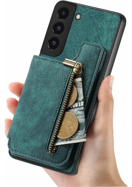 Samsung Galaxy S22 Artı Vintage Fermuar Cüzdan Katlanabilir Arka Kapak (Yurt Dışından)
