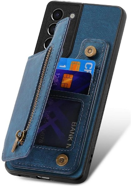 Samsung Galaxy S21 Vintage Fermuar Cüzdan Standı Fonksiyonu Için Kılıf Katlanabilir (Yurt Dışından) modelleri