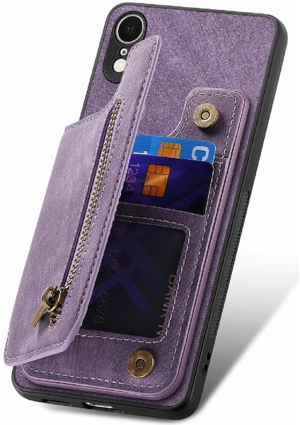 IPhone Xr Için Kılıf Standı Fonksiyonu Katlanabilir Arka Kapak Vintage Fermuar Cüzdan (Yurt Dışından) fırsatları